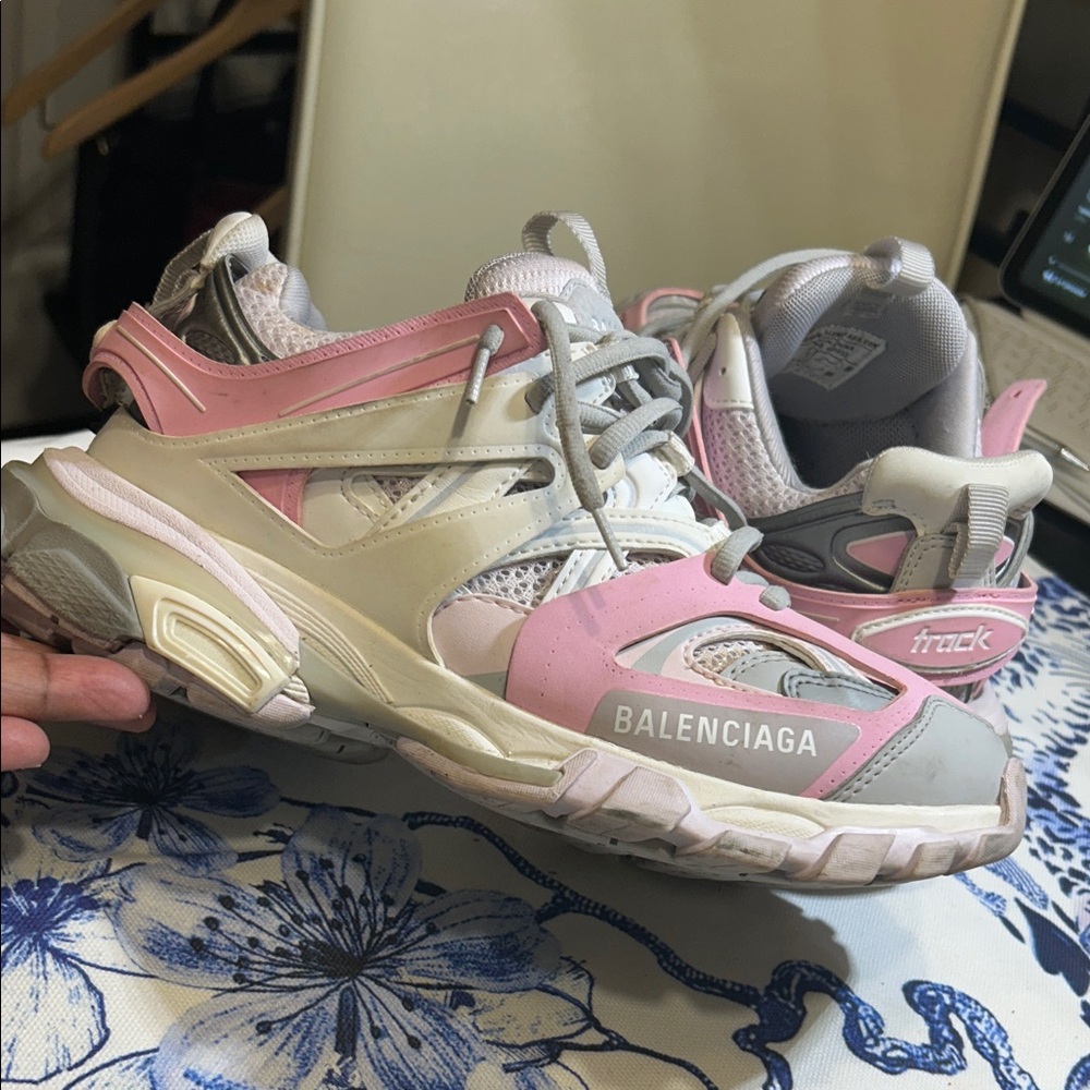 Balenciaga Authentic LED Track Sneakers in Gray and Pink with COA No Box-ON SALE - Picture 9 of 16